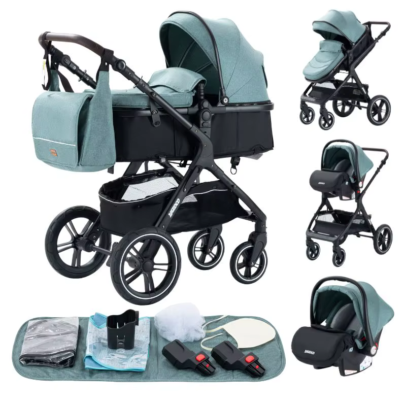 Système de voyage 3-en-1 pour bébé : poussette, landau et siège inclinable, pliable, haute position,