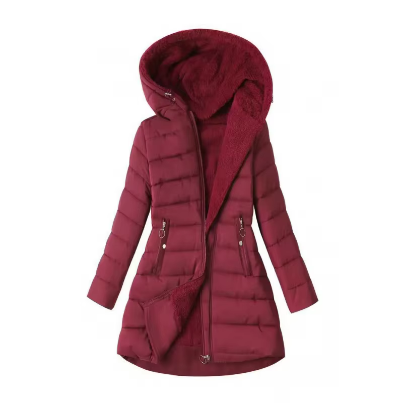 Nouvelle veste en coton mi-longue pour femme, collection automne-hiver 2026, cintrée, ajustée, à cap