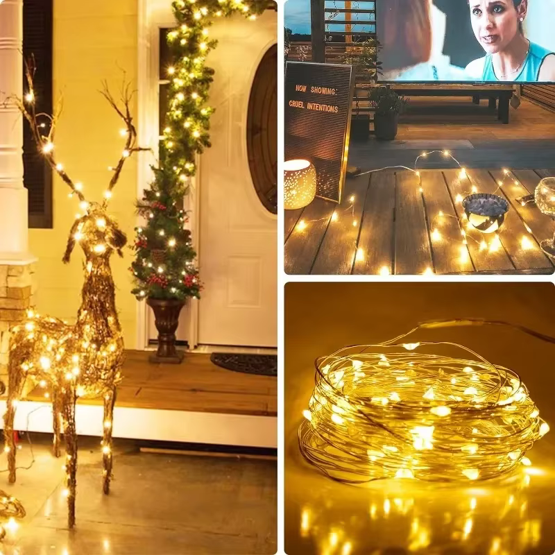 Fil de cuivre USB LED guirlandes lumineuses guirlande fée chaîne lumière pour vacances noël fête de 