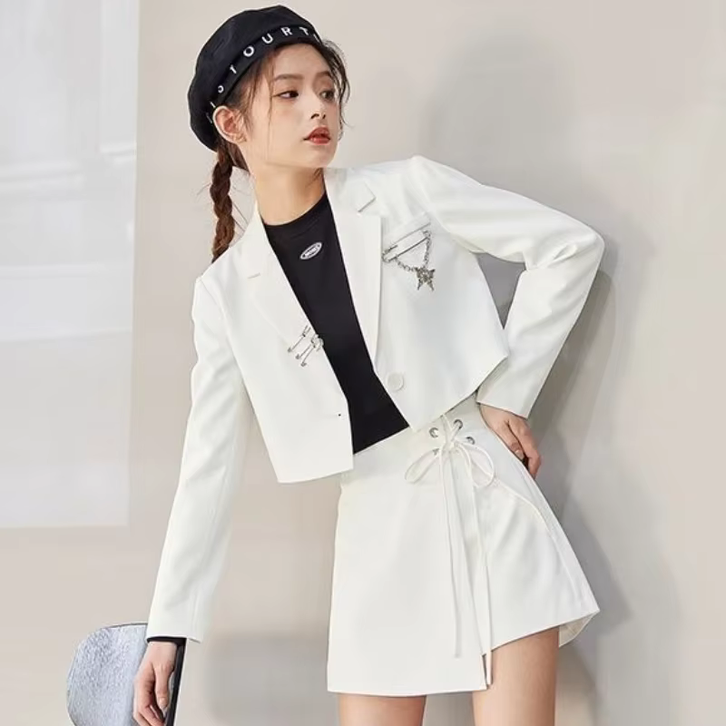 Cropped Blazers Femmes Designer JONotched Hipsters S-3XL Jeunesse Automne Ulzzang Streetwear Personn