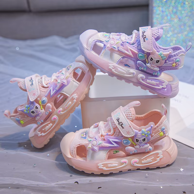 Sandales pour enfants, chaussures de plage en maille Kuromi, chaussures d'été pour filles, antidérap