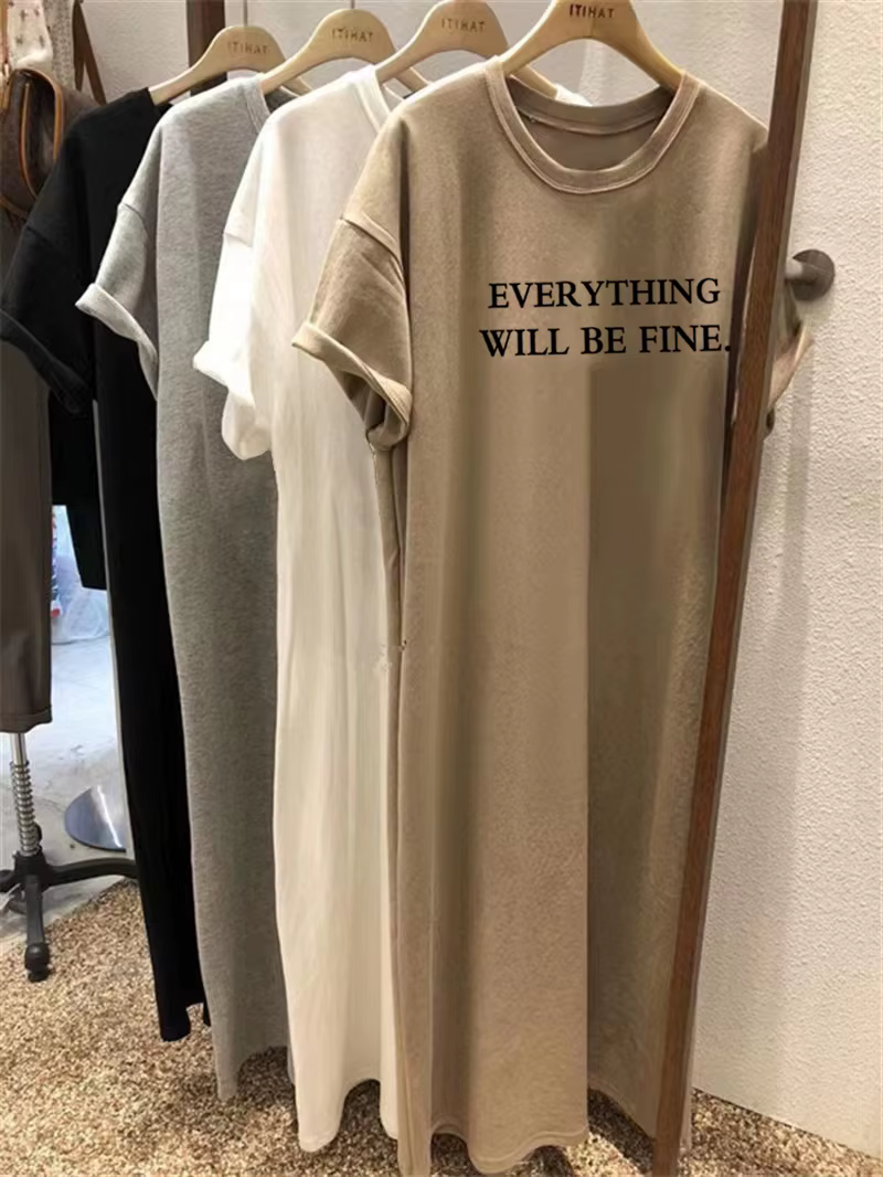 Robe d'été fine, grande taille, ample, manches courtes, pour femmes, nouvelle lettre imprimée, Simpl