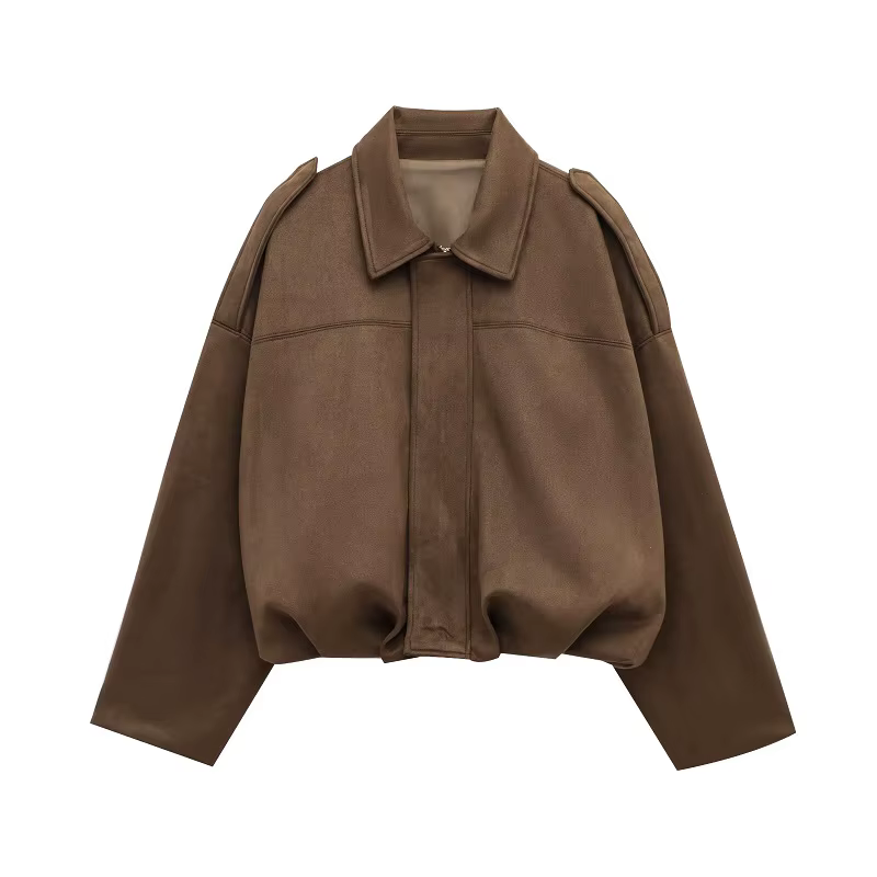 MUJER 2025 vestes bombardier en daim pour femmes vêtements d'extérieur veste surdimensionnée femme S