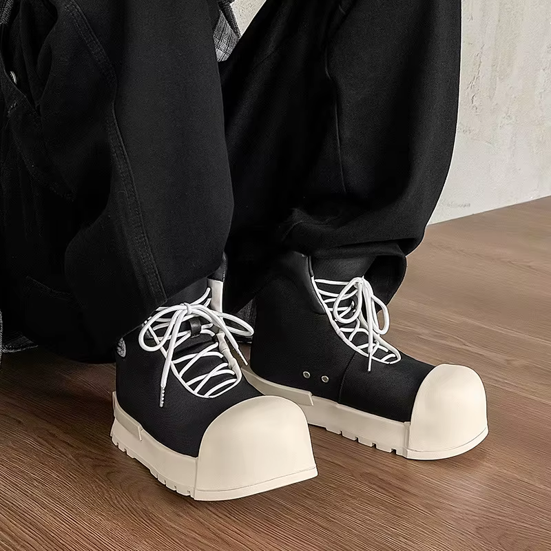 Chaussures en toile à grosse tête pour hommes et femmes, semelle optique rehaussante, haut, couple p