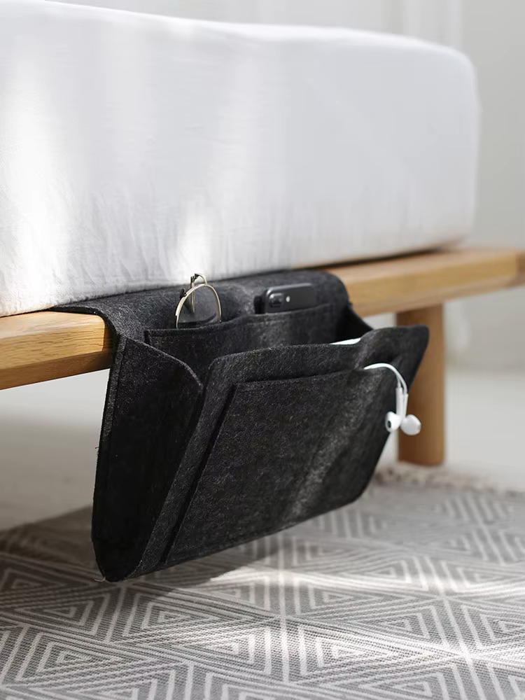 Sac de rangement suspendu en feutre, dortoir, lit, canapé, chambre à coucher, tapis, contenu de maga