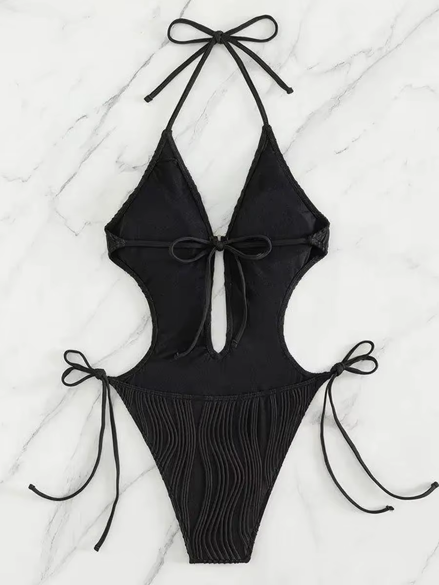 Maillot de bain une pièce pour femmes, sexy, col en v déformé, monokini, échancré, tenue de plage