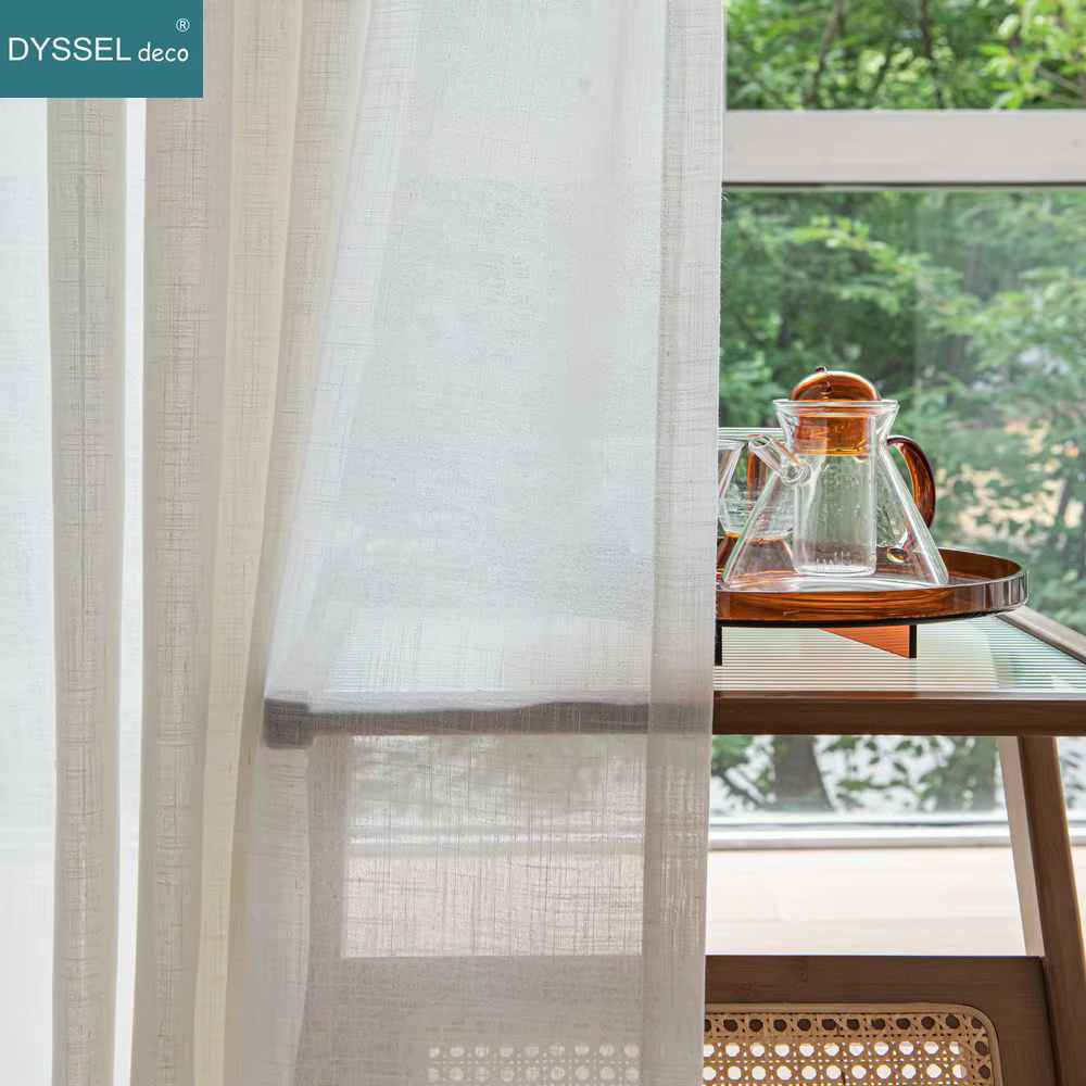 Rideaux de fenêtre en lin, décoration moderne, aspect solide, blanc transparent, Style européen, œil