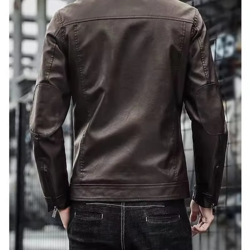 Hommes veste de costume en cuir hommes coupe ajustée manteau court hommes mode veste en cuir Streetw