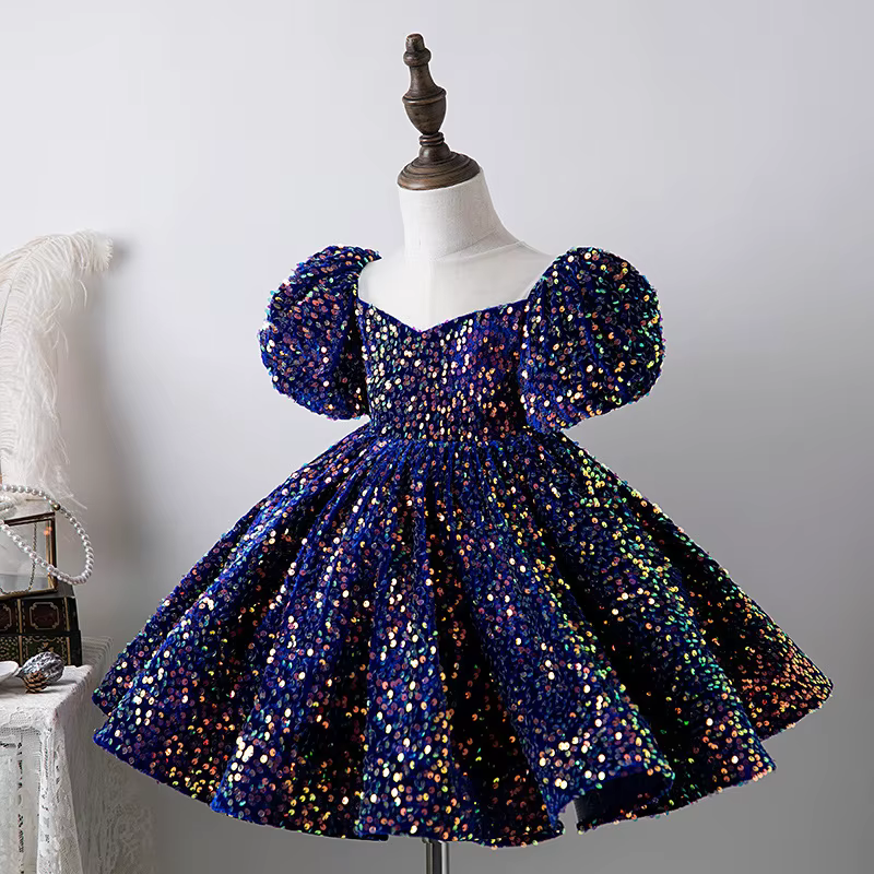 Robe de premier anniversaire pour bébé fille, robe de princesse à manches bouffantes pour filles (âg