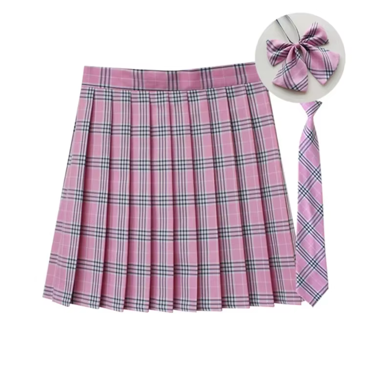 Jupe plissée à carreaux pour femmes, avec cravate, nœud papillon, jupe coréenne Jk, uniforme d'école