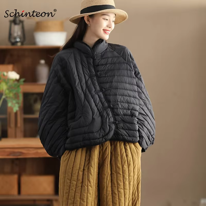 Veste en duvet de canard blanc ultraléger pour femme, manteau vintage, vêtements d'extérieur décontr