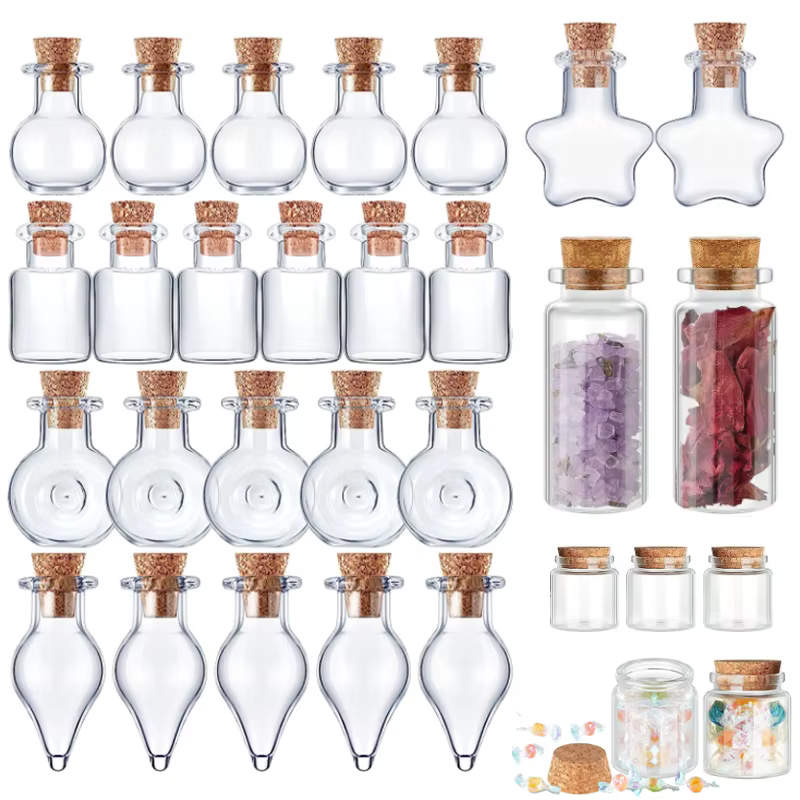 5 pièces-10 pièces petit mignon Mini bouchon en liège bouteilles en verre flacons pots conteneurs pe