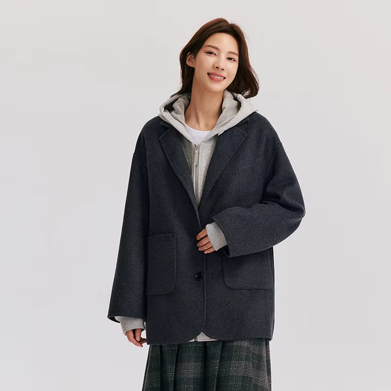 Semir-Veste double face contenant de la laine pour femme, manteau mi-long, col imbibé, polyvalent, c
