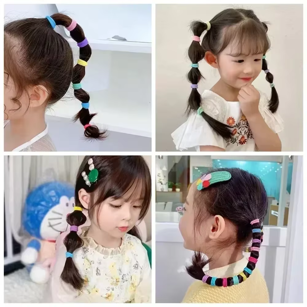 50 pièces/sac coloré de base en Nylon élastique attaches de cheveux pour les filles queue de cheval 