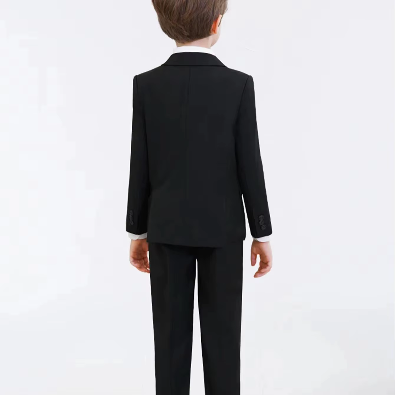 Ensemble de costume cranté pour garçon de 3 à 14 ans, veste de costume noire à un bouton, gilet, pan