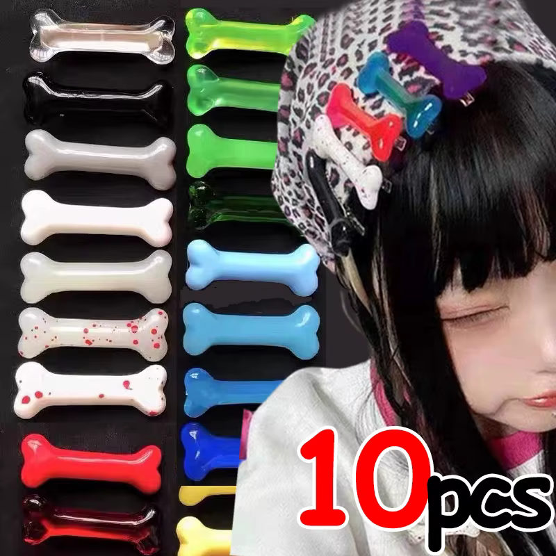 1/10 pièces Y2K mode gothique femmes Gril chapeaux Barrettes bandeau accessoires vif chien os pinces