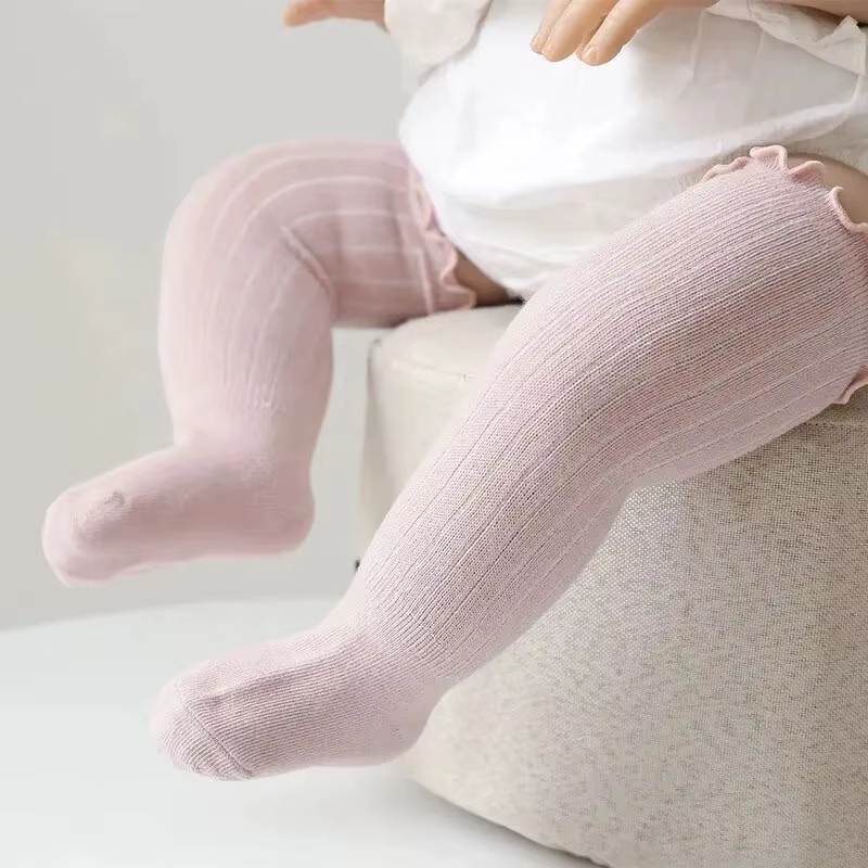 3 paires/lot bébé filles chaussettes dentelle froufrous solide coton longue genou haute enfants chau