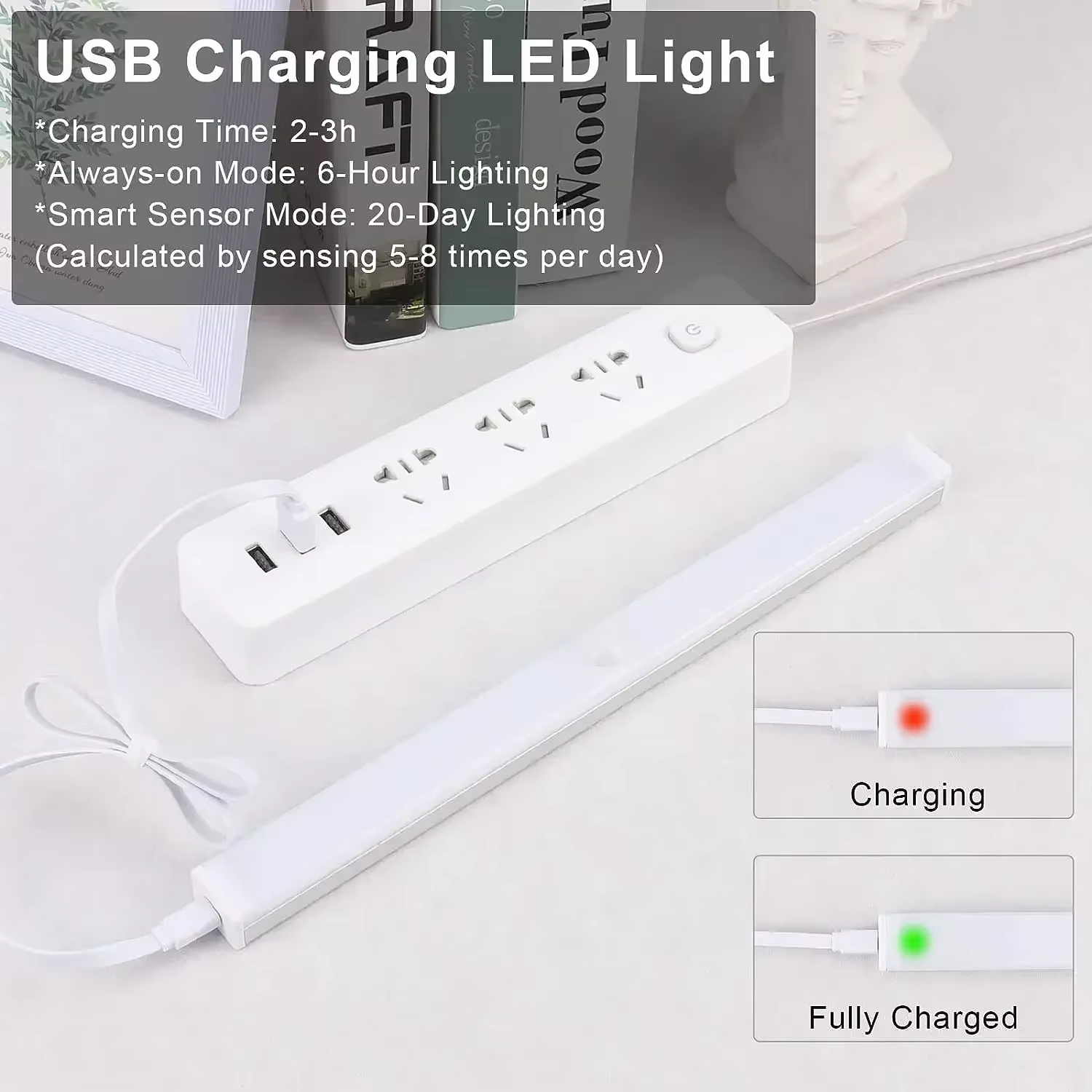Lampe de nuit avec capteur de mouvement, lampe de chevet LED rechargeable USB, lampe de chevet sans 
