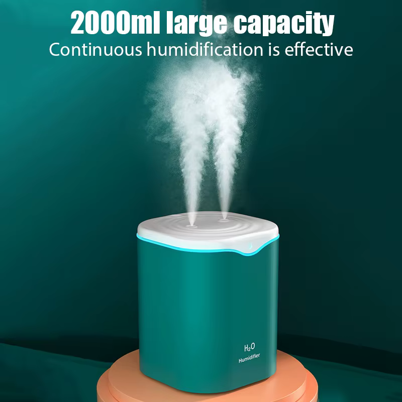 Humidificateur d'air USB 2000ML, Double Port de pulvérisation, huile essentielle, aromathérapie, bru
