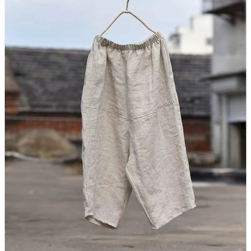 FJStreetwear-Pantalon lanterne pour femme, pantalon bouffant décontracté, taille élastique, style co