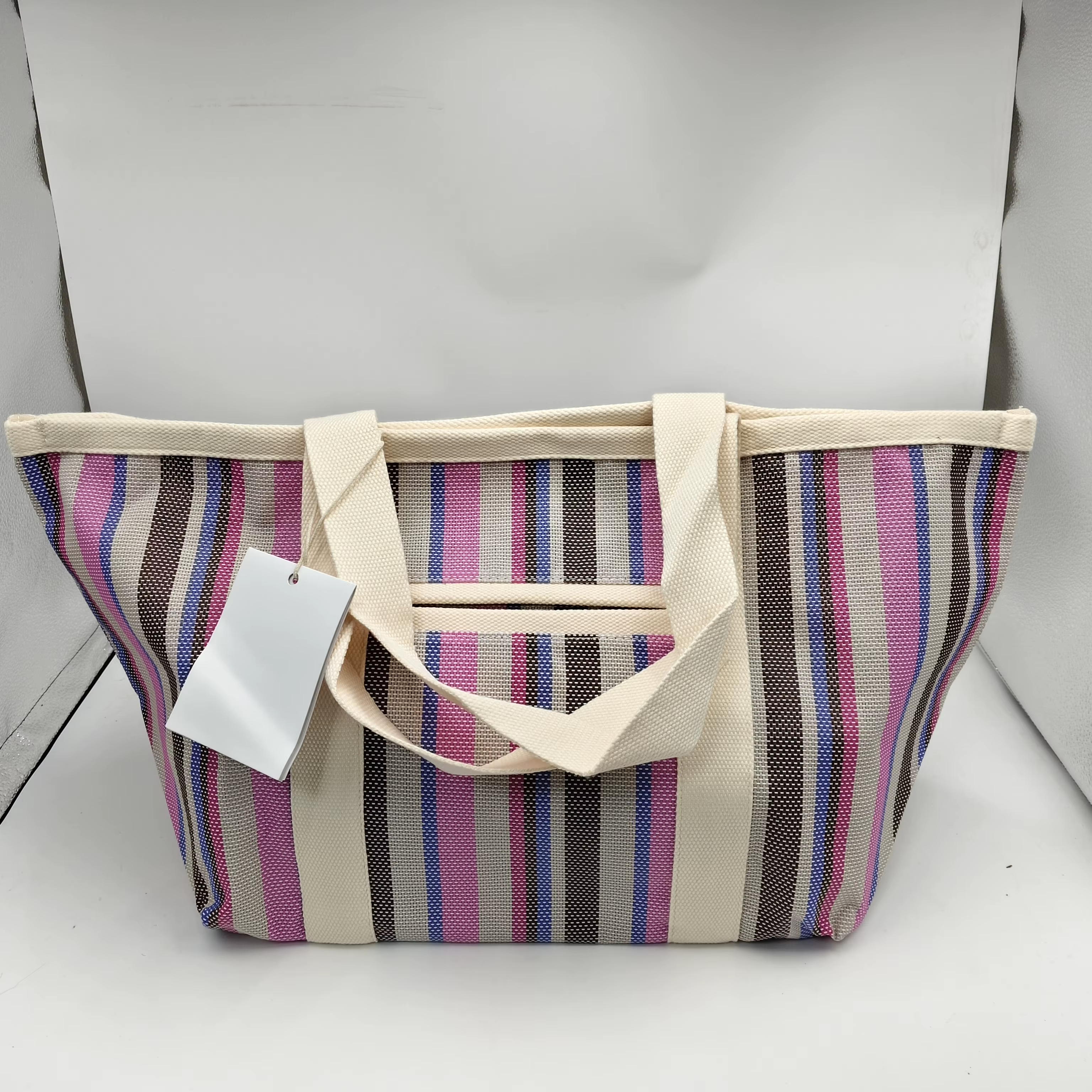 Sac à bandoulière rayé de couleur de haute qualité, grande capacité, sac de rangement, sac de shoppi