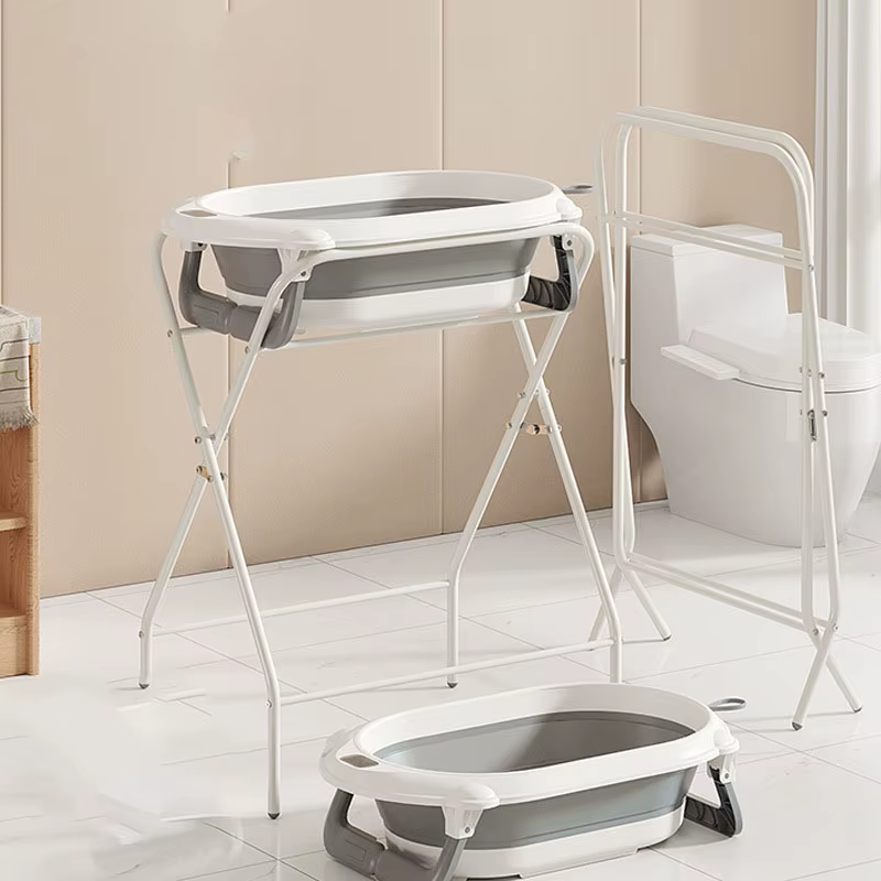 Baignoire pour bébé avec support et ensemble thermosensible, support de baignoire pliable avec capac