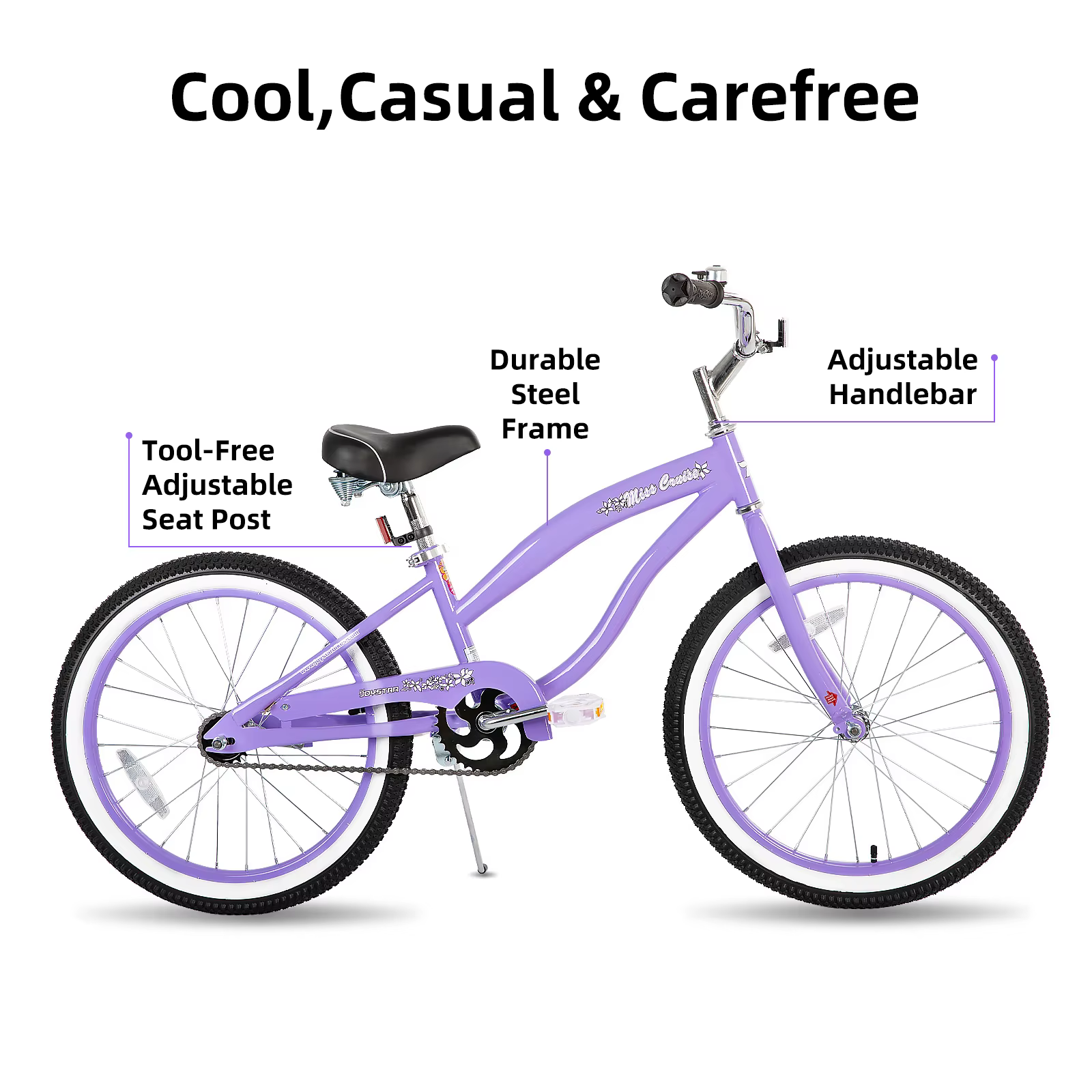 YSTAR-Beach Cruiser Bike pour filles, garçons, hommes et femmes, vélos à vitesse unique pour enfants