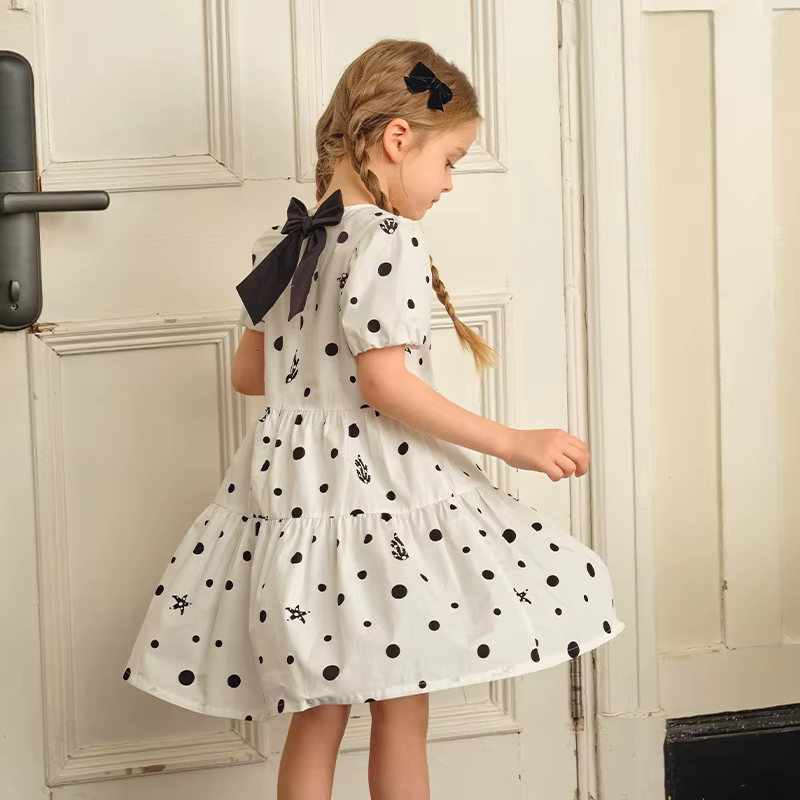 Dave Bella – robe de princesse à manches courtes pour filles, en coton, pour fête d'été et de printe