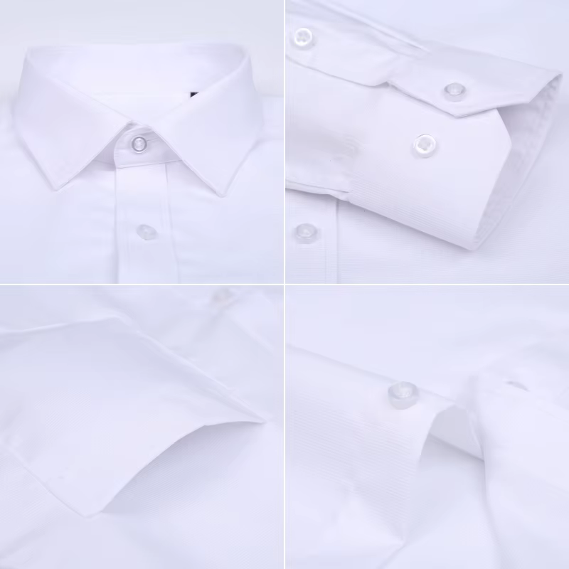 Qualité 100% coton hommes robe à manches longues chemise solide mâle grande taille coupe régulière a