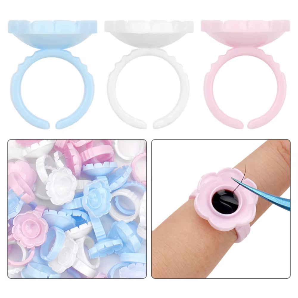 AILEISHI 100 pièces jetable cils colle ventilateur tasse anneaux support conteneur tatouage Pigment 