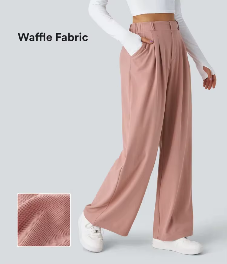 Pantalon femme plaid minceur pantalon large avec poches taille haute femme décontracté minceur panta
