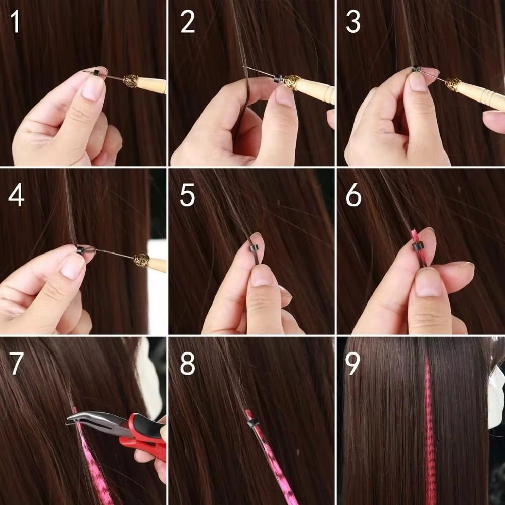 AZQUEEN plume Extension de cheveux 10 pièces faux cheveux je pointe arc-en-ciel cheveux synthétiques