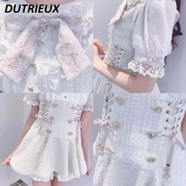 Vêtements Lolita japonais Mine, chemise à manches courtes et Short, ensemble pour femmes, doux et mi
