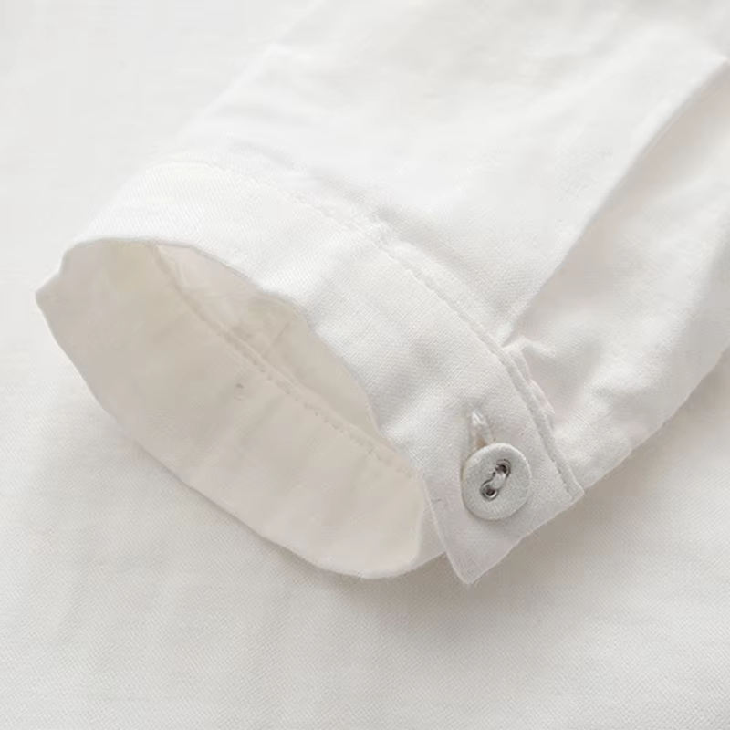 Chemise brodée de fleurs en fil double couche pour femmes, chemisier en coton femme, manches longues