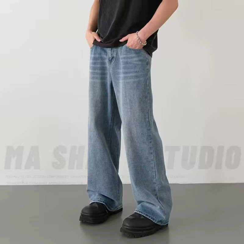 Printemps automne hommes nouveau Denim pantalon vieux bleu lavé Jeans décontractés vêtement pour hom