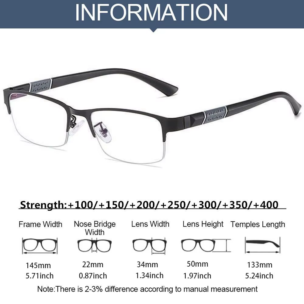 Lunettes de lecture anti-lumière bleue en métal pour hommes, lunettes myopes, lunettes d'affaires, d
