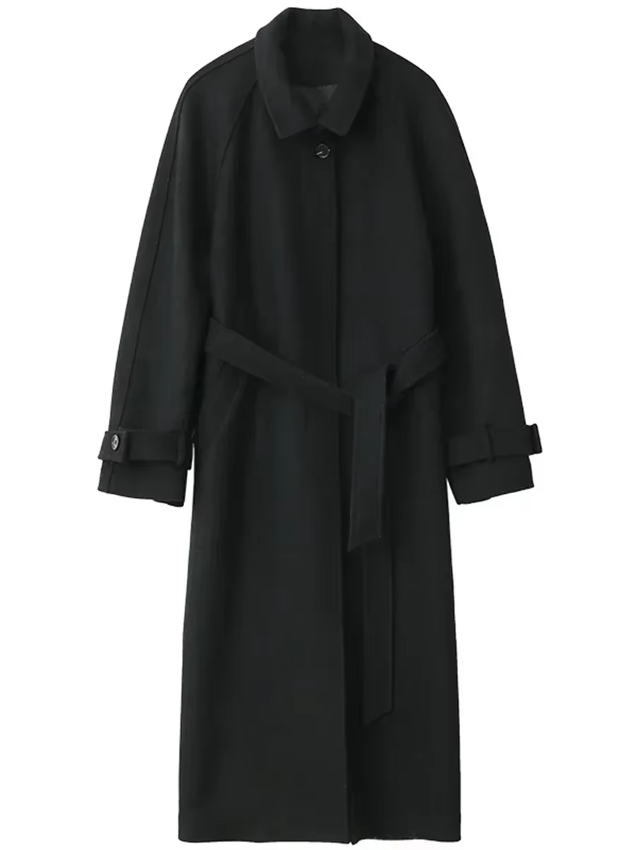 CHIC VEN-Long manteau trench pour femme, manteau en laine à lacets, pardessus à manches Leurs lan, c