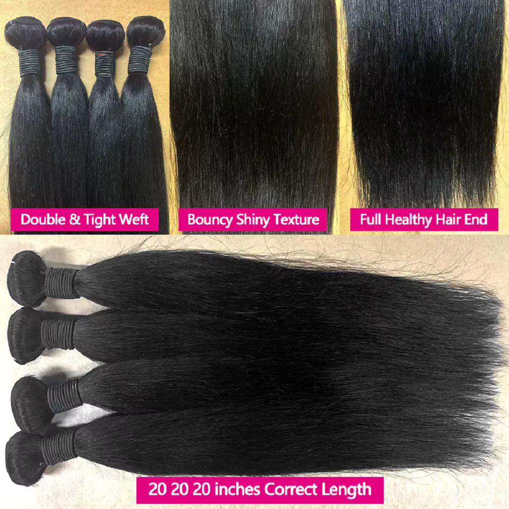 Tissage Cheveux Humains Mèches brésiliennes 100% naturelles lisses, cheveux vierges non traités, Ext