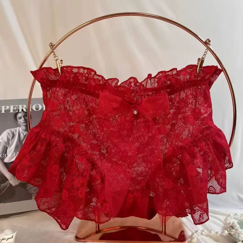 Sissy – Lingerie érotique grande taille pour femme, sous-vêtements brodés en dentelle, taille haute,
