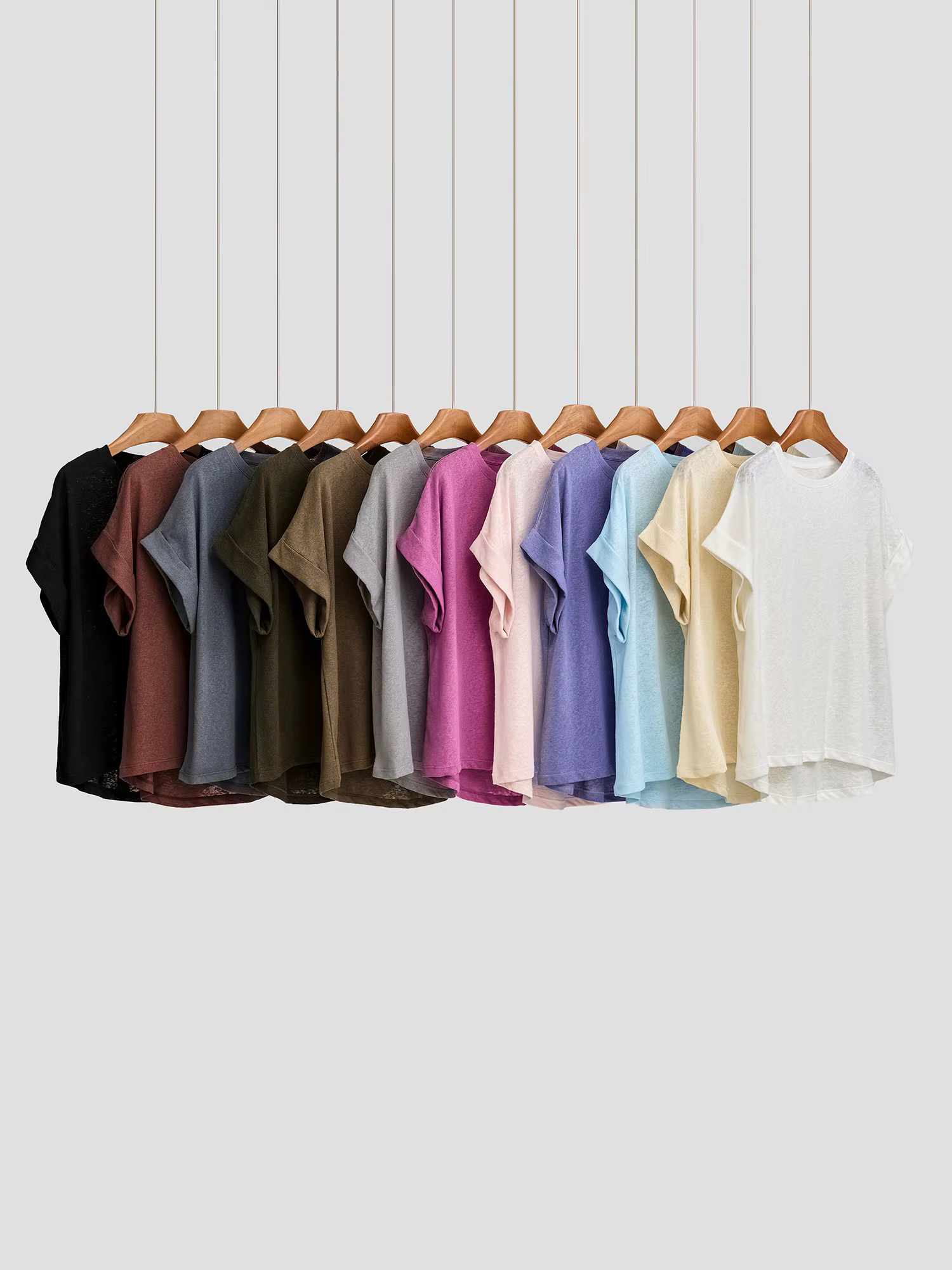 T-shirt femme à manches courtes en coton et lin, col rond, coupe oversize, style dolman, uni, printe