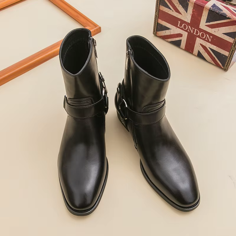 Bottes de Cowboy d'extérieur respirantes pour hommes, marque de mode d'automne, classiques noires, c