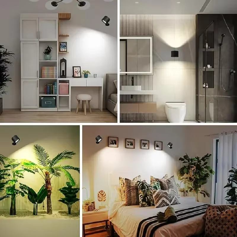 Applique murale LED magnétique double tête rechargeable 360 ° Projecteur télécommandé sans fil rot