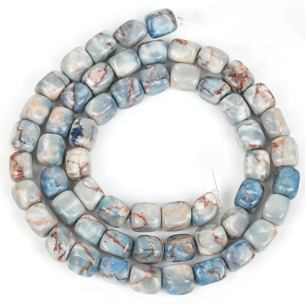 Perles en pierre naturelle 6x8mm sédiment de mer bleu Turquoise perles de jaspe perles carrées pour