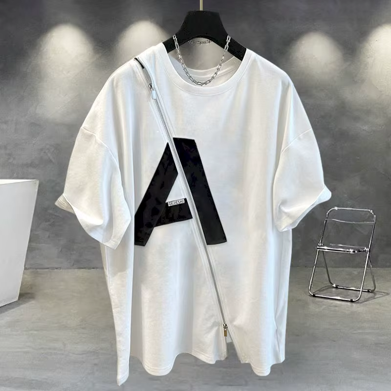 T-Shirt à Manches Courtes en Coton pour Femme, Design Irrégulier, Tendance, Été, Y2k