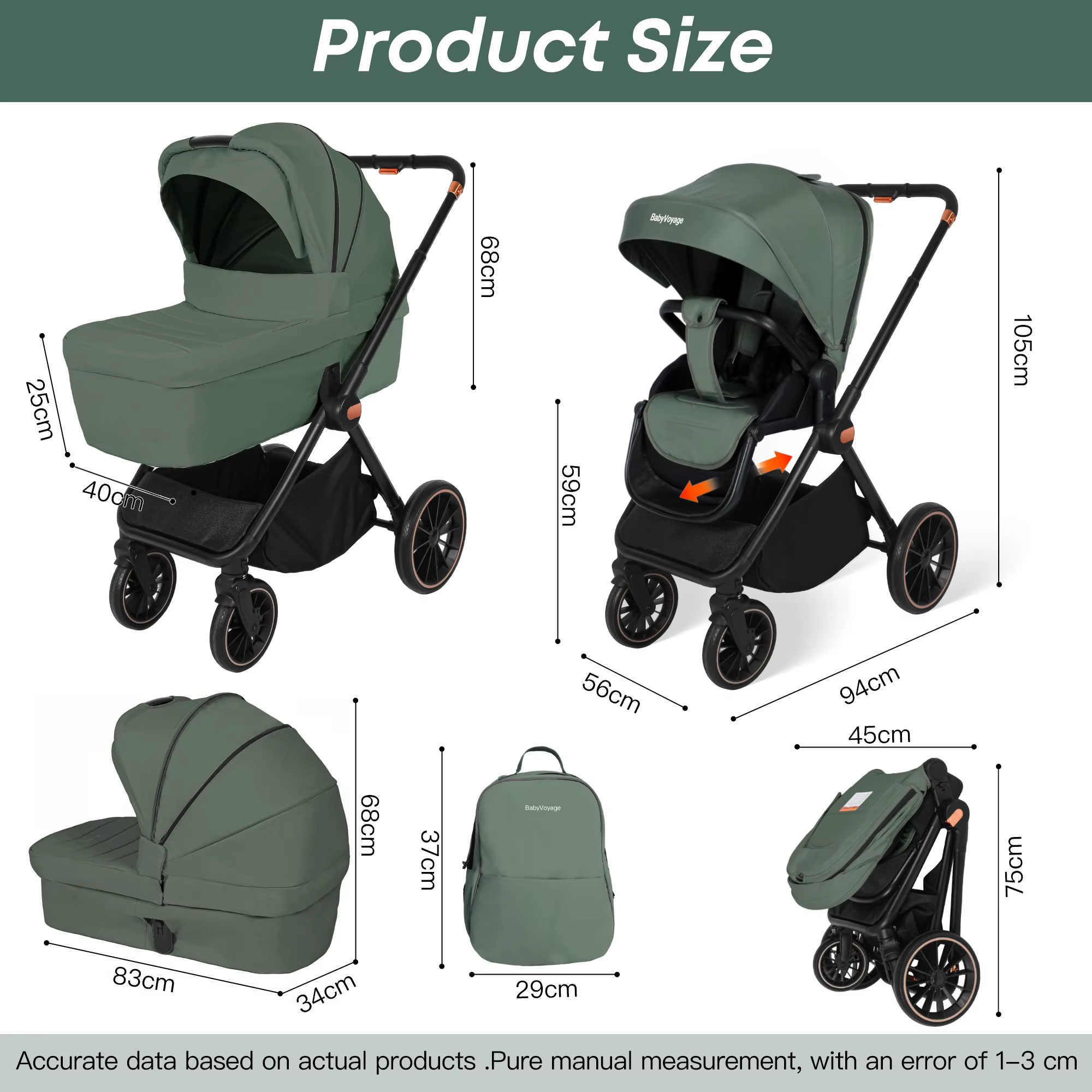 Poussette de sécurité légère 2 en 1 pour bébé, siège bidirectionnel pour nouveau-né, poussette multi