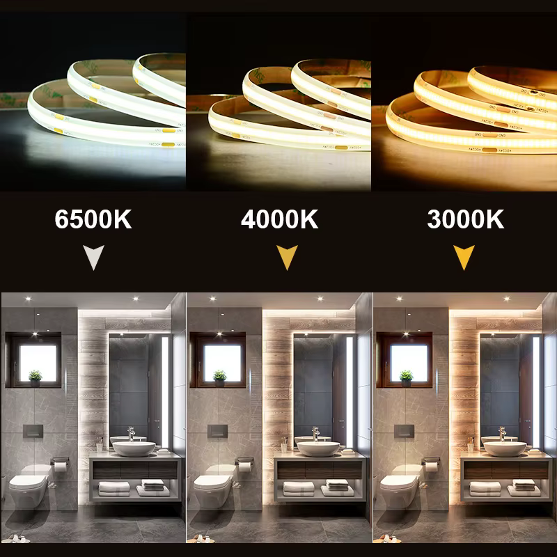 Bande lumineuse LED COB IP65, étanche, 480 LED s/m, ruban Flexible haute densité RA90 3000K 4000K 65