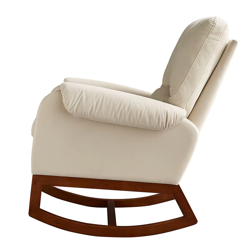 Chaise à Bascule Moderne et Confortable en Velours, Beige, pour Salon et Salle de Lecture