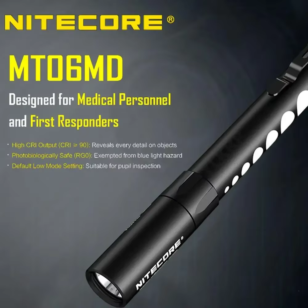 NITECORE-Lampe de poche médicale professionnelle MT06MD, 180 lumens, étanche, portable, 62By, 2 pile