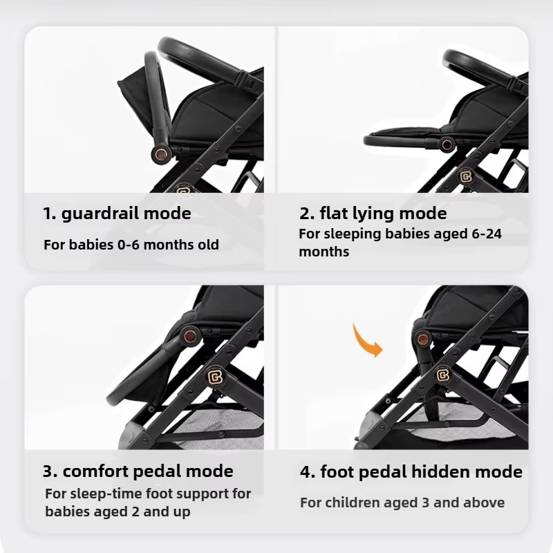 Poussette double détachable pour bébé, légère, haute vue, assise et couchée bidirectionnelle