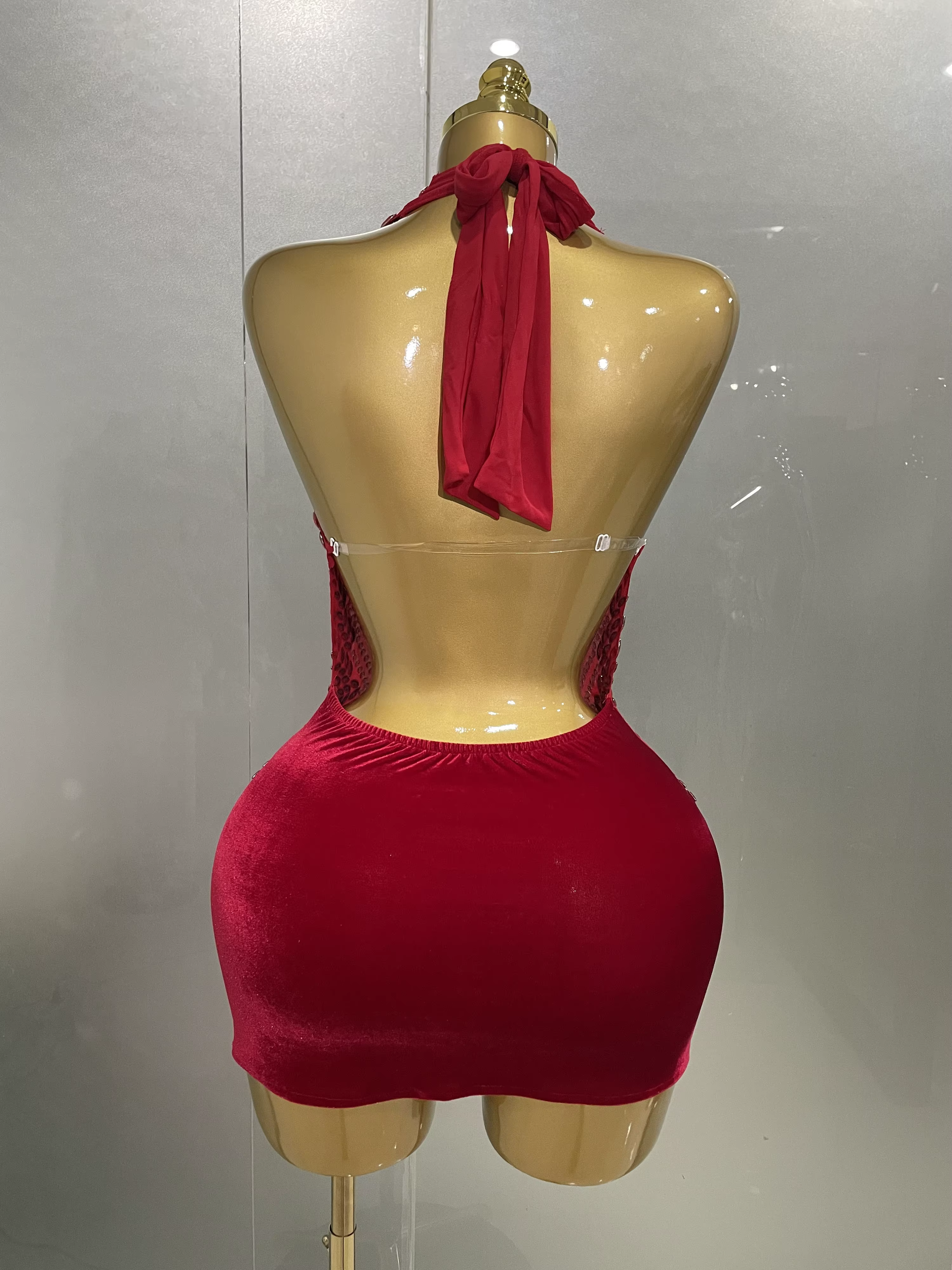 Robe courte dos nu en velours pour femme, biscuits kly, maille, tenue de soirée, Rh, fête d'annivers